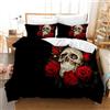Leleyouzer Copripiumino Teschio 135×200 cm,Motivo Teschio Gotico,Set Biancheria da Letto Teschio con Due Federe 50×75 cm(S2)