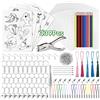 PLULON 339 Pz Kit Plastica Termorestringente, 20 Fogli Carta Strizzacervelli Vuoti,5 Carta Artistica Termoretraibile con Motivo,Hole Punch,Matite Colorate,Accessori Portachiavi per Ornamenti fai da te