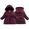 Happy Cherry Cappotto Invernale Bambina con Cappuccio Giacca Calda Carino Fiocco Antivento Piumino Autunno Inverno con Fodera in Pile Vino Rosso 1-2 Anni