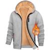 Nadeer Felpa Uomo Felpe con Cappuccio Invernale Giacca Fodera in Pile Cappotto con Cerniera Integrale Hoodie con Tasche Autunno e Inverno(Grigio Chiaro,L)