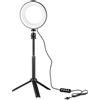 Andoer 6 pollici LED Ring Light Kit con 1 * luce anulare 3200K-6500K dimmerabile alimentato tramite USB + 1 * treppiede da tavolo + 1 * testa a sfera in metallo flessibile per live streaming online