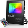 BAKAJI Faro Led RGB da Esterno Potenza 30W Luce d'atmosfera 16 Colorazioni Selezionabili + Giochi Cambio Colore Lampada Faretto Slim da Giardino IP65 con Telecomando e Staffa di Fissaggio Regolabile