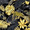 FunStick Carta da Parati Adesiva Muro Nera Oro Foglie Palma Carta da Parati Jungle Tropicale Carte Adesiva per Mobili Nera Oro Fantasia Foglia Tropicali Pellicola Autoadesiva Foglie di Palma 44.5CM×3M