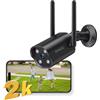 GNCC Telecamera Wi-Fi Esterno 2K, Videocamera Sorveglianza 2.4GHz, Impermeabile IP65, Visione Notturna 15m, Rilevamento AI, Sirena, Audio Bidirezionale, Grandangolo 110°, Compatibile con Alexa, Nero