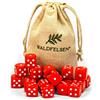 Waldfelsen 6, 12, 20, 30 o 50 dadi di alta qualità, dimensioni standard 16 mm, dadi acrilici, dadi da gioco, 6 lati, set di accessori da gioco con sacchetto di stoffa (rosso, 20 pezzi)