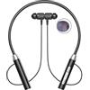 HOMEDEK Auricolare Bluetooth Wireless Tipo di Collo Riduzione del Rumore Stereo Scheda Plug-In Universale Sport Ear Headset Mic,Nero