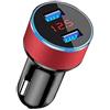 ohfruit - Caricabatteria da auto con doppia porta USB PD 3.0 da 27 W, con display a tensione LED, adattatore USB C per auto compatibile con i Phone 12 pro/XR/Xs/Max, i Pad, Galaxy e altro ancora rosso