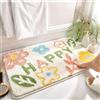 Trlyane Tappeto Bagno, Tappeto Bagno Antiscivolo, Tappeti Bagno Shaggy Tappetino Bagno Lavabile in Lavatrice per Vasca, Doccia e Bagno (Fiore felice, 50x80cm)