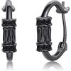 TwoAnts Orecchini vichinghi da uomo, in argento sterling 925, a cerchio, colore nero, orecchini huggie punk gotici, gioielli vichinghi, regalo per donna, Argento sterling