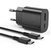 MQWD Caricabatterie Sumsamg 25W,Caricatore USB C Rapido a doppia porta per Sumsamg Galaxy S22/S22 Ultra/S21 Ultra 5G/S21 FE/S20/S10/S9/A13,Caricabatterie Sumsamg Veloce con Tipo C Cavo