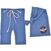Sxhlseller Vestiti Fotografici per Neonati, Vestiti Fotografici, Pantaloni Blu, Accessori Fotografici per Bambini con Design in Tessuto All'uncinetto, Cappello a Coda Lunga, Bottoni in