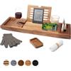 Temple Spring Vassoio da bagno estensibile per vasca da bagno con candele, bicchieri da vino, libri, supporti per iPad e telefono, vassoio da bagno regolabile in sopra gli accessori vasca-Acacia