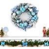 Figarge rge Corona pasquale primavera blu 30 cm ghirlanda per porta esterna fiori artificiali per la primavera e l'estate, adatta per tutte le stagioni per porta di casa, camino e decorazione da parete