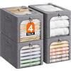 Lifewit 4 Pezzi Scatole per Armadio Rigide con Struttura in Metallo, Organizer Armadio con Finestra Trasparente, Pieghevole, Contenitori per Armadio Impilabili per Vestiti, Trapunte, Piumone, 40L