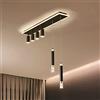Oninio Lampada a Sospensione 110cm Moderna Dimmerabile Plafoniera 50W LED Lampada da Soffitto per cucina sala da pranzo camera da letto (Nero)
