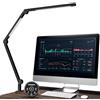 EYOCEAN Lampada da Scrivania a LED, Lampada da Architetto a Braccio Girevole, Doppia Sorgente Luminosa, Protezione degli Occhi, Attenuazione e Temperatura di Colore Regolabile, Nero, Alluminio