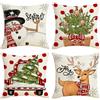 VEEKAY Cuscini Natalizi per Divano,4 Pack 50x50,Cotone Biancheria Federe per Divano per Natale Decorazioni Casa