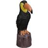Relaxdays Statua da Giardino, HLP 35 x 10 x 19 cm, Tucano da Poggiare, Plastica Resistente alle Intemperie, Nero Marrone