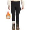 AMIYOYO Leggings termici da ragazza, foderati in pile, invernali, lunghi pantaloni termici per bambini, spessi, caldi, opachi, elastici, Nero, 134-150