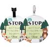 PLIGREAT Confezione da 2 simpatici cartelli per bambini con scritta in inglese Stop Touching e Please Dont Touch, tema giungla, No Touching, per marsupi, seggiolino auto, per neonati, ragazze,
