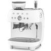 Smeg Macchina da caffè Espresso Manuale con macinacaffè integrato 50's Style Bianco LUCIDO GARANZIA ITALIA