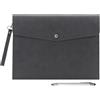 Wonderpool A4 Cartelle Portadocumenti Busta in PU Pelle Alta Capacità Multifunzione portafoglio per carta Lettera Cancelleria Organizer e Custodia per tablet Custodia per PC (Grigio scuro)
