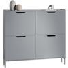 SoBuy Scarpiera Salvaspazio Slim da Ingresso Mobile Portascarpe con 4 Ante a Ribalta Regolabili in Legno Armadio Scarpiera Alta e Stretta per Corridoio, 100x19x91 cm，Grigio, FSR100-HG