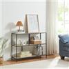 [en.casa] Tavolo a Consolle Mobile da Ingresso Corridoio Soggiorno Scaffale Basso Stretto con Telaio in Metallo e 3 Piani 100 x 30 x 75 cm Nero/Effetto Rovere