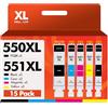 HALLOLUX PGI-550XL CLI-551XL Compatibili per Canon 550 551 XL Cartucce d'inchiostro per Pixma IP7250 MX925 MX725 MX920 IX6850 IP7200 MG5400 MG5450 MG5650 MG6450 (Nero Ciano Magenta Giallo, 15-Pack)