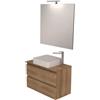 Decor Bagno Mobile bagno leonardo rovere con lavello ad appoggio 78x40x50 cm