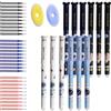 CONNECTION Set di Penne Cancellabili 12 Pezzi Penna Cancellabile A Modello Astronauta 0.5mm Cute Cartoon Biro Cancellabili con 30 Ricariche e 2 Gomme per Scuola,Bambini,Studenti (Multicolore)