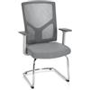 HJH Office 751004 sedia visitatore con braccioli BRETON V W sedia da conferenza cantilever in tessuto/rete grigia, ergonomica