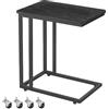 VASAGLE Tavolino da Letto con Ruote, Tavolino Mobile da Salotto, Comodino, Carrello, Soggiorno Camera da Letto, Struttura in Acciaio, Montaggio Facile, Nero Ebano LNT050B56