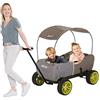 hauck Eco Mobil, Forest - Carrello da Trasporto per 2 Bambini fino a 50 kg - con Tettuccio Parasole e Cuscino di Seduta - Grandi Ruote EVA, Freno e Timone Rimovibile - Richiudibile e Portatile