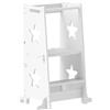 AIYAPLAY Scala Montessori Convertibile in Set Tavolo e Sedie con Barra di Sicurezza, in Legno, 60x44.5x86 cm, Bianco