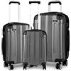 KONO Set di 3 Valigie Rigide e Leggera ABS Valigia Bagaglio a Mano 57cm Media 65cm Grande 75cm Trolley con 4 Ruote (Grigio)