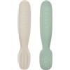 Béaba Set di 2 Cucchiai in Silicone - Verde/Grigio