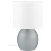 Trio Leuchten Tischleuchte Vela 517900111, Sockel Glas Grau, Schirm Stoff Weiß, exkl. 1x E14