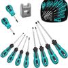 QZQUFJ 10 Pezzi Set Cacciaviti Magnetico Precisione, Set di Cacciaviti Professionali, Cacciavite a Stella e a Testa Piatta, con Magnetizzatore e Scatola di Immagazzinaggio