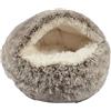 Bobby Canifrance Bobby Poilu - Cuccia a Bolla per Gatti Extra soffice in Peluche, Cuscino per Cani e Gatti Taglia Piccola, Lavabile in Lavatrice, Beige, 50x35x20 cm