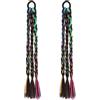 DOULEIN Extension Capelli per Bambine,2 Pezzi Capelli Colorati Trecce Capelli Intrecciata Estensioni Dei Capelli Ragazze Parrucche Trecce Con Fascia Elastica (brown)