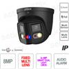 Dahua IPC-PDW3849-A180-AS-PV-B - Telecamera IP PoE Eyeball Panoramica 180° Multi-lente AI WizSense TiOC DUO splicing 2x4 MP Nera - Dahua