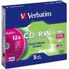 Verbatim CD-RW DataLifePlus 8-10X 700MB Colour,5 Pack, 43167 (Colour,5 Pack (CD)