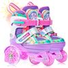 4-Pejiijar Pattini a Rotelle Bambina Unicorno Regolabili Pattini a Rotelle in Linea con 4 LED Ruote per Bambini Ragazzi Principianti