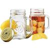 AOI Set di 2 Mason Jar con coperchi Overnight Avena Mug con manici Old Fashioned Drinking Glass Canning Jelly Jars Barattolo di vetro preservativo, barattolo di vetro 500 ml