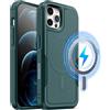 MOBESV Cover Magnetica per iPhone 12 PRO Max 6,7 Pollici, Custodia Compatibile con MagSafe, Cover Antiscivolo Opaca e Satinata, Verde Scuro