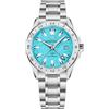 SUZAKU Pagrne Design Orologio automatico GMT da uomo Meccanico Vetro zaffiro Lunetta fissa 100 Metri Orologio sportivo da uomo luminoso in acciaio inossidabile impermeabile(Blu ghiaccio acciaio-1)
