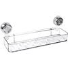 MiOYOOW Cesto Doccia da Parete Trasparente, Mensola Doccia a Ventosa con Serratura, Carrello con Fori di Drenaggio per Bagno, Dormitorio, Cucina
