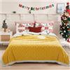 QOFLY Coperta spessa e soffice, gialla, 200 x 230 cm, extra calda per l'inverno, come coperta per divano, grande coperta in pile Sherpa di alta qualità, morbida e morbida