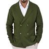 Duohropke Maglione da uomo a doppio petto lavorato a maglia, cardigan, slim fit, casual, basic a maglia grossa, verde, XL